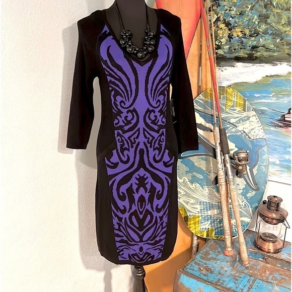 ⭐️NWT,Laundry/Shelli Segal,Striking,Bodycon Sweater Dress-Power Piece, Size S - Picture 1 of 16
